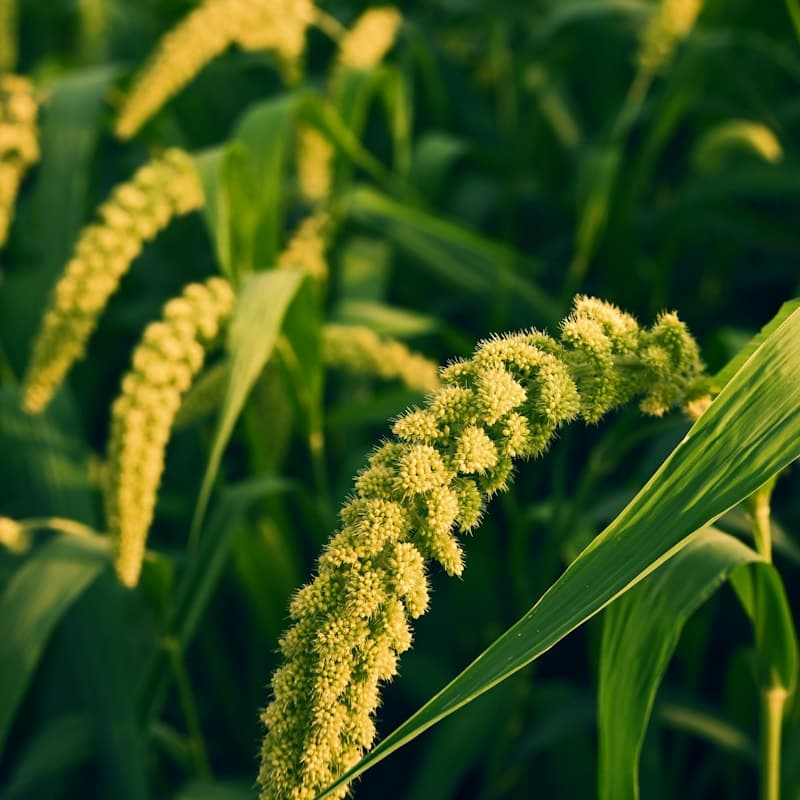Pearl millet spikes in the field